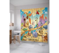 Штора (занавеска) для ванной JoyArty "Удивленные зверьки" из сатена, 180х200 см с крючками, sc_15517