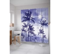 Штора (занавеска) для ванной JoyArty "Прохлада в тропиках" из сатена, 180х200 см с крючками, sc_13794