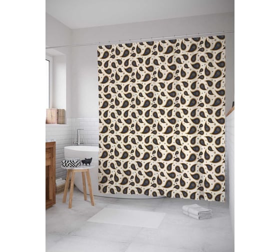 Штора (занавеска) для ванной JoyArty "Комбинация лепестков" из сатена, 180х200 см с крючками, sc_21986 1