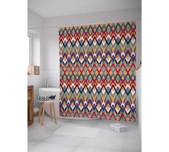 Штора (занавеска) для ванной JoyArty "Пересечение сил" из сатена, 180х200 см с крючками, sc_18051 1