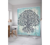 Штора (занавеска) для ванной JoyArty "Заполоняющее дерево" из сатена, 180х200 см с крючками, sc_1473
