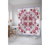 Штора (занавеска) для ванной JoyArty "Эксцентрические цветы" из сатена, 180х200 см с крючками, sc_16949