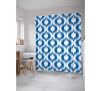 Штора (занавеска) для ванной JoyArty "Волны холода" из сатена, 180х200 см с крючками, sc_18042