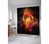 Штора (занавеска) для ванной JoyArty "Космические рисунки" из сатена, 180х200 см с крючками, sc_13773