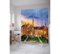 Штора (занавеска) для ванной JoyArty "Живописная площадь" из сатена, 180х200 см с крючками, sc_14416