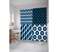 Штора (занавеска) для ванной JoyArty "Сочетание узоров" из сатена, 180х200 см с крючками, sc_14396