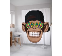 Штора (занавеска) для ванной JoyArty "Крутой шимпанзе" из сатена, 180х200 см с крючками, sc_15518