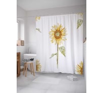 Штора (занавеска) для ванной JoyArty "Яркий подсолнух" из сатена, 180х200 см с крючками, sc_14823