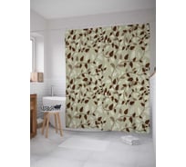 Штора (занавеска) для ванной JoyArty "Лиственное настроение" из сатена, 180х200 см с крючками, sc_13269