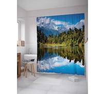 Штора (занавеска) для ванной JoyArty "Речная иллюзия" из сатена, 180х200 см с крючками, sc_15159