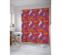 Штора (занавеска) для ванной JoyArty "Контрастные перья" из сатена, 180х200 см с крючками, sc_12041