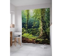 Штора (занавеска) для ванной JoyArty "В тропиках снова весна" из сатена, 180х200 см с крючками, sc_16275