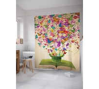 Штора (занавеска) для ванной JoyArty "Цветочный взрыв" из сатена, 180х200 см с крючками, sc_1622