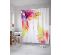 Штора (занавеска) для ванной JoyArty "Лепестки радуги" из сатена, 180х200 см с крючками, sc_2305