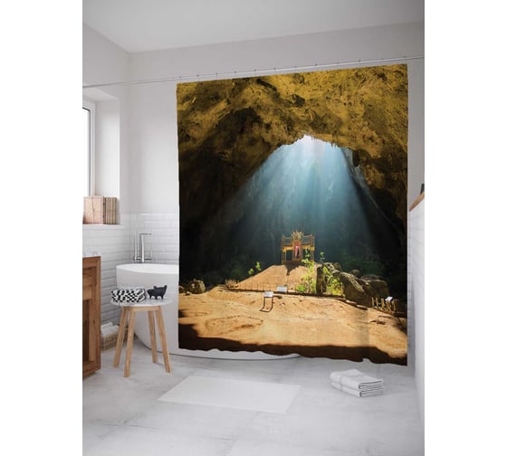 Штора (занавеска) для ванной JoyArty "Тайное сокровище" из сатена, 180х200 см с крючками, sc_14736