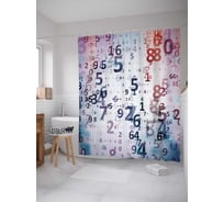 Штора (занавеска) для ванной JoyArty "Падающие цифры" из сатена, 180х200 см с крючками, sc_16359