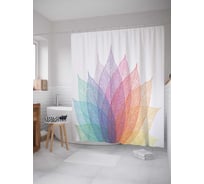 Штора (занавеска) для ванной JoyArty "Цветочный фантом" из сатена, 180х200 см с крючками, sc_16358