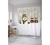 Штора (занавеска) для ванной JoyArty "Веселая зима" из сатена, 180х200 см с крючками, sc_20291