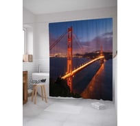 Штора (занавеска) для ванной JoyArty "Ночь на мосту" из сатена, 180х200 см с крючками, sc_12221