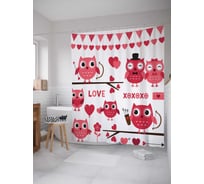 Штора (занавеска) для ванной JoyArty "Любовные совы" из сатена, 180х200 см с крючками, sc_14820