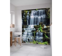 Штора (занавеска) для ванной JoyArty "Ступенчатый длинный водопад" из сатена, 180х200 см с крючками, sc_16287