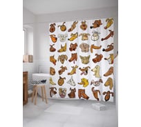 Штора (занавеска) для ванной JoyArty "Эмоциональные песики" из сатена, 180х200 см с крючками, sc_14784