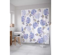 Штора (занавеска) для ванной JoyArty "Леденящие цветы" из сатена, 180х200 см с крючками, sc_14767