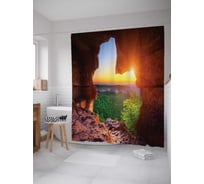 Штора (занавеска) для ванной JoyArty "Вид из пещеры" из сатена, 180х200 см с крючками, sc_14746