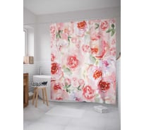 Штора (занавеска) для ванной JoyArty "Мысли о цветах" из сатена, 180х200 см с крючками, sc_14533