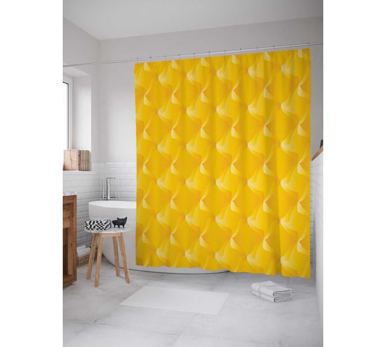 Штора (занавеска) для ванной JoyArty "Волнистые узоры" из сатена, 180х200 см с крючками, sc_13426 1