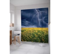 Штора (занавеска) для ванной JoyArty "Молния защищает поле" из сатена, 180х200 см с крючками, sc_16323