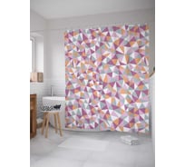 Штора (занавеска) для ванной JoyArty "Треугольный рельеф" из сатена, 180х200 см с крючками, sc_10714