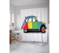 Штора (занавеска) для ванной JoyArty "Красочное авто" из сатена, 180х200 см с крючками, sc_10610