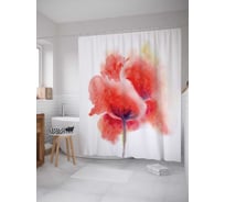 Штора (занавеска) для ванной JoyArty "Цветочный дым" из сатена, 180х200 см с крючками, sc_14534