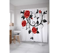 Штора (занавеска) для ванной JoyArty "Колючие розы" из сатена, 180х200 см с крючками, sc_15439