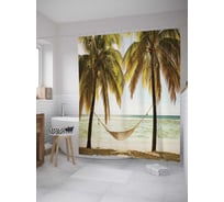 Штора (занавеска) для ванной JoyArty "Мечтающий пляж" из сатена, 180х200 см с крючками, sc_10156