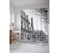 Штора (занавеска) для ванной JoyArty "Французское утро" из сатена, 180х200 см с крючками, sc_15481