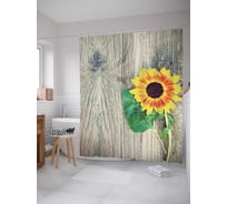 Штора (занавеска) для ванной JoyArty "Одинокий подсолнух" из сатена, 180х200 см с крючками, sc_14825