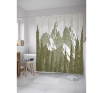 Штора (занавеска) для ванной JoyArty "Густой лес на фоне гор" из сатена, 180х200 см с крючками, sc_10004