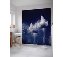 Штора (занавеска) для ванной JoyArty "Облака стреляют молниями" из сатена, 180х200 см с крючками, sc_16301