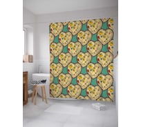 Штора (занавеска) для ванной JoyArty "Сердца в цветах" из сатена, 180х200 см с крючками, sc_14920