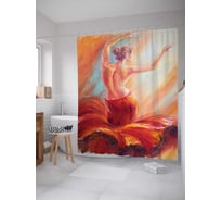 Штора (занавеска) для ванной JoyArty "Загадочный танец" из сатена, 180х200 см с крючками, sc_15126