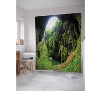 Штора (занавеска) для ванной JoyArty "Выход из пещеры" из сатена, 180х200 см с крючками, sc_14745