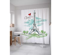 Штора (занавеска) для ванной JoyArty "Любовь к Парижу" из сатена, 180х200 см с крючками, sc_15477