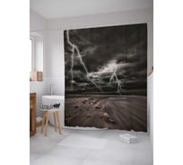 Штора (занавеска) для ванной JoyArty "Мрачные молнии" из сатена, 180х200 см с крючками, sc_16329