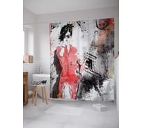 Штора (занавеска) для ванной JoyArty "Креативная парижская композиция" из сатена, 180х200 см с крючками, sc_15480