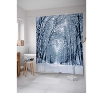 Штора (занавеска) для ванной JoyArty "Лес в декабре" из сатена, 180х200 см с крючками, sc_1503