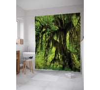 Штора (занавеска) для ванной JoyArty "Мохнатый лес" из сатена, 180х200 см с крючками, sc_16286