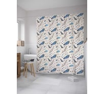 Штора (занавеска) для ванной JoyArty "Летящие перья" из сатена, 180х200 см с крючками, sc_10314