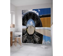 Штора (занавеска) для ванной JoyArty "Воздушный винт" из сатена, 180х200 см с крючками, sc_10617